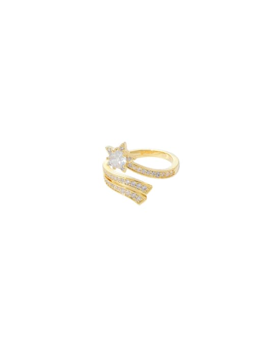 YOUH Brass Cubic Zirconia Star Dainty Band Ring 0