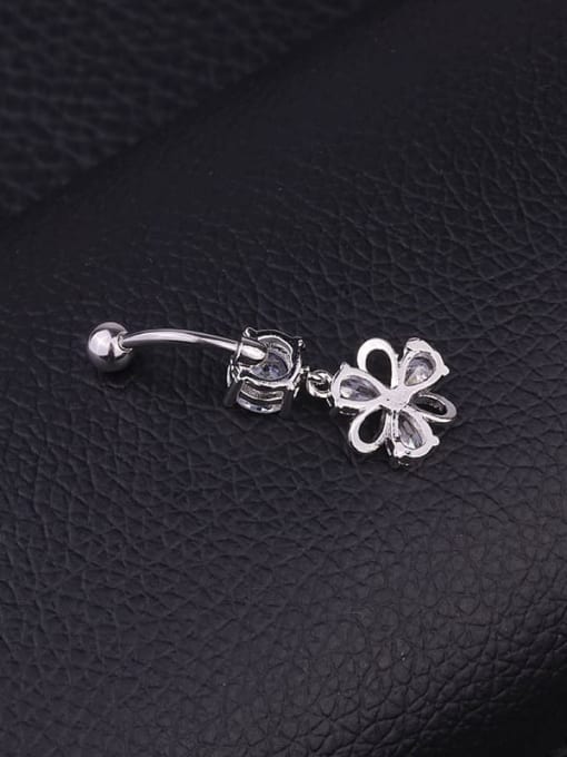 HISON Stainless steel Cubic Zirconia Flower Hip Hop Belly studs & Belly Bars 3