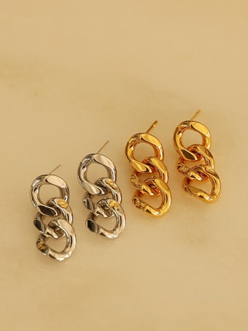 Five Color Brass Holllow Geometric Chain Vintage Drop Earring 0