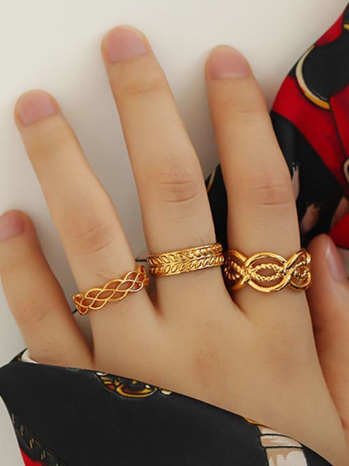 ACCA Brass Hollow Geometric Vintage Band Ring 2