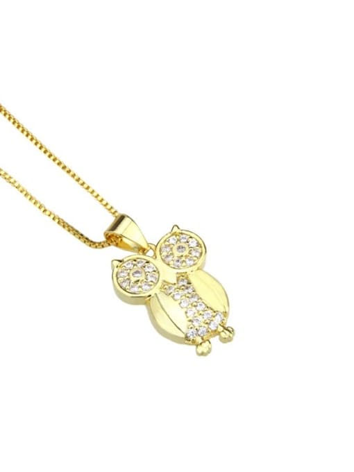gold-plated Brass Cubic Zirconia Owl Cute Necklace