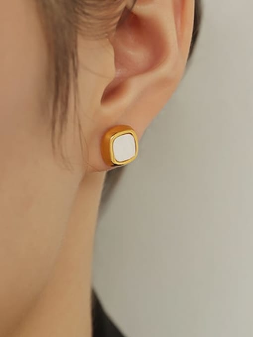 ACCA Brass Cats Eye Geometric Minimalist Stud Earring 2