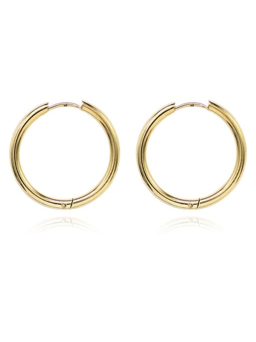 Large gold Copper Round Minimalist Huggie Trend Korean Fashion Earring