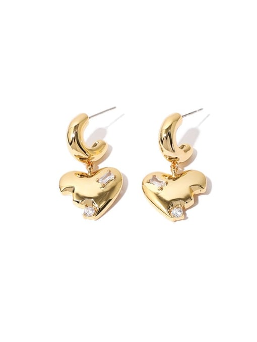 TINGS Brass Cubic Zirconia Heart Vintage Drop Earring 0