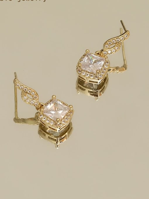 14K gold Copper Cubic Zirconia Geometric Minimalist Huggie Trend Korean Fashion Earring