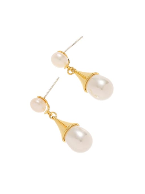 Five Color Brass Imitation Pearl Water Drop Minimalist Drop Earring 0