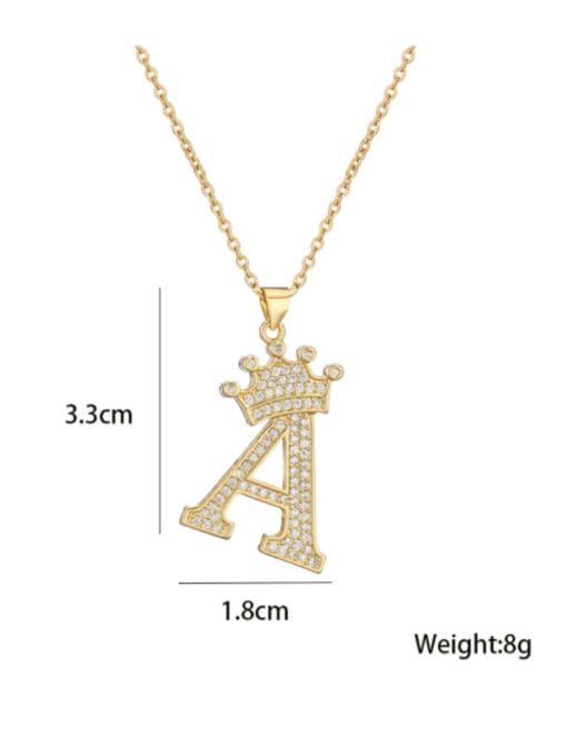 AOG Brass Cubic Zirconia Crown Vintage Letter Pendant Necklace 3