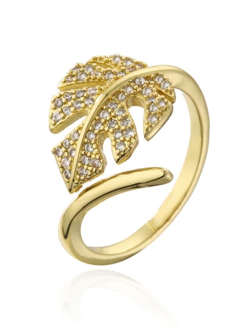 12246 Brass Cubic Zirconia Butterfly Leaf Vintage Band Ring