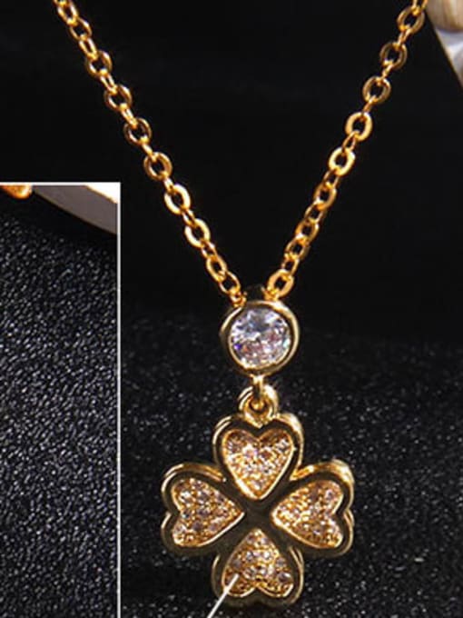 A150 Copper Cubic Zirconia Cross Trend Heart Flower Pendant Necklace