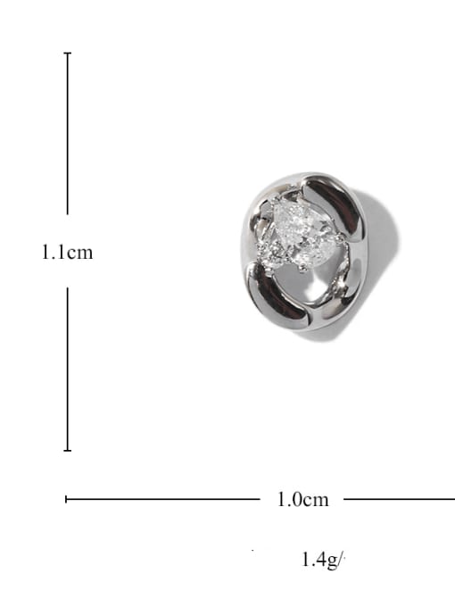 Five Color Brass Rhinestone Geometric Minimalist Stud Earring 2