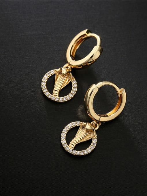 AOG Brass Cubic Zirconia Geometric Vintage  Snake Huggie Earring 1