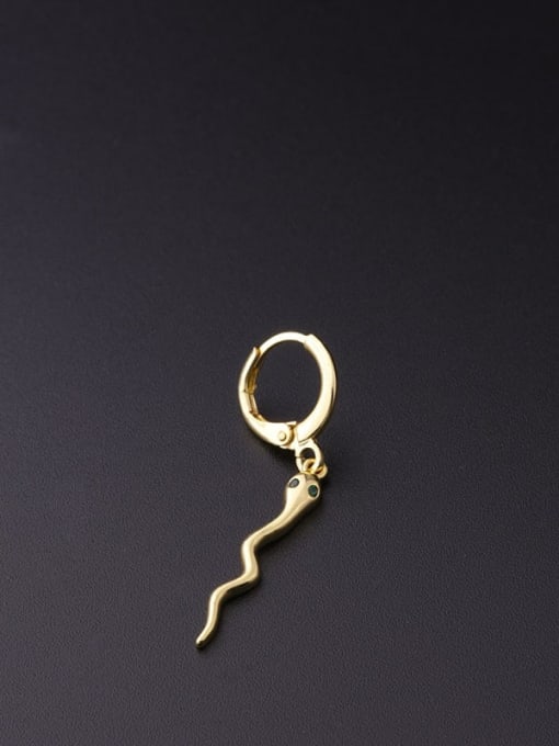 HISON Brass Cubic Zirconia Snake Minimalist Single Earring 2