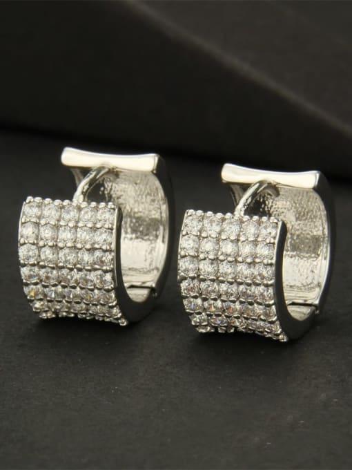 renchi Brass Cubic Zirconia Geometric Luxury Huggie Earring 0