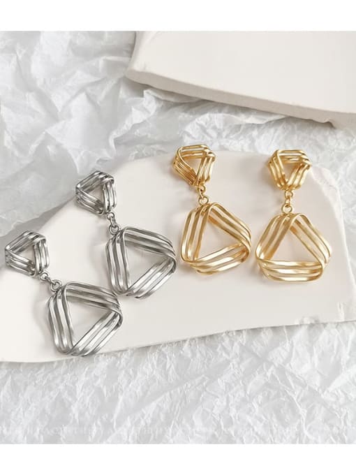 HYACINTH Copper Hollow Triangle Minimalist Drop Trend Korean Fashion Earring 1