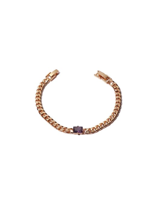 Purple zirconium Bracelet Brass Cubic Zirconia Geometric Hip Hop Necklace