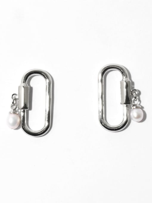 Metal Earrings Brass Imitation Pearl Geometric Minimalist Stud Earring