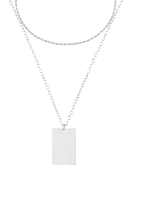 Steel color Stainless steel Geometric Minimalist Multi Strand Necklace