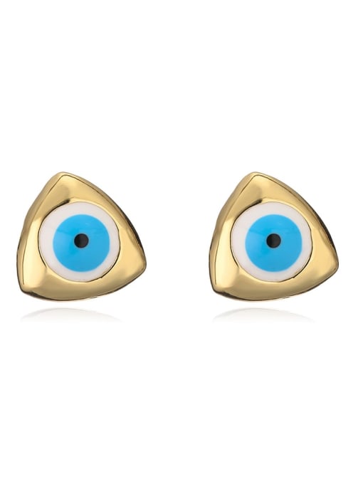 42317 Brass Enamel Evil Eye Minimalist Stud Earring