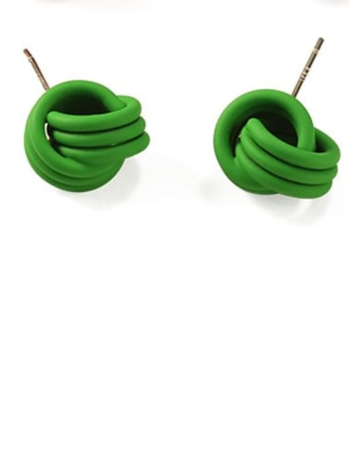 green Brass Enamel Geometric Cute Stud Earring