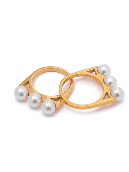 Pearl Ring Brass Imitation Pearl Geometric Vintage Band Ring
