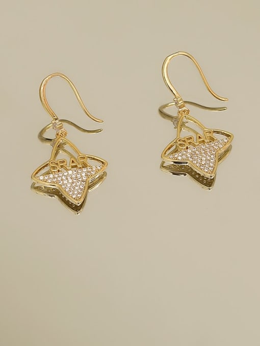 HYACINTH Copper Cubic Zirconia Flower Minimalist Hook Trend Korean Fashion Earring 1