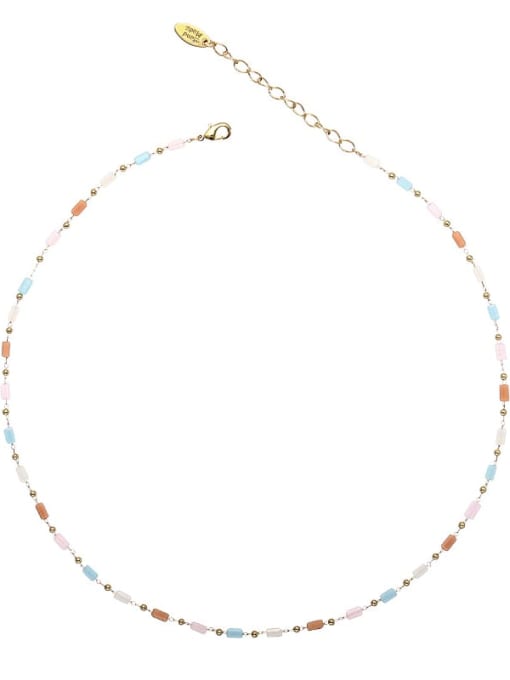 Style 1 Necklace Brass Glass beads  Minimalist Irregular Bracelet and Necklace Set