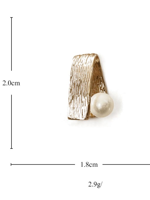 ACCA Brass Imitation Pearl Geometric Vintage Stud Earring 3
