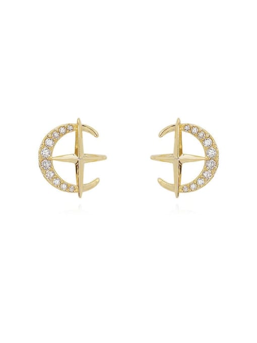 HYACINTH Brass Cubic Zirconia Cross Minimalist Stud Earring 0