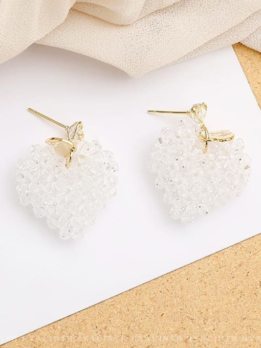 HYACINTH Copper Crystal Heart Dainty Drop Trend Korean Fashion Earring 2