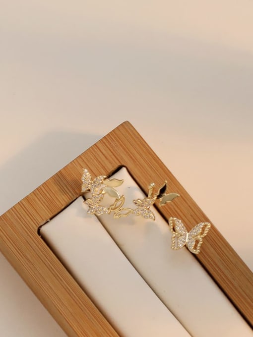 HYACINTH Copper Cubic Zirconia Butterfly Dainty Stud Trend Korean Fashion Earring 3