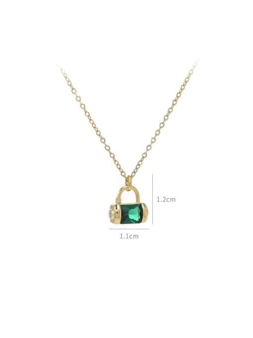 YOUH Brass Cubic Zirconia Green Geometric Vintage Necklace 3