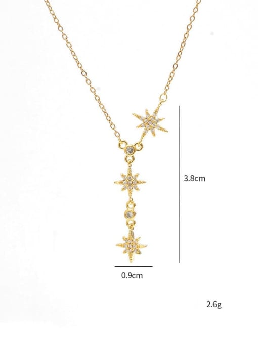 Steel color X380 Brass Cubic Zirconia Star Dainty Lariat Necklace