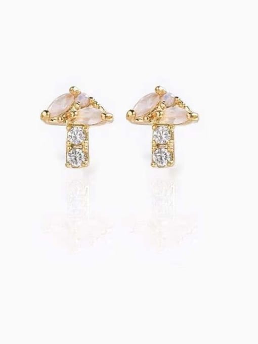 EH00145 Gold Brass Cubic Zirconia Friut Cute Stud Earring