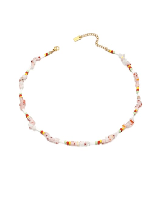 Glass rice bead necklace Titanium Steel Glass beads Bohemia Necklace