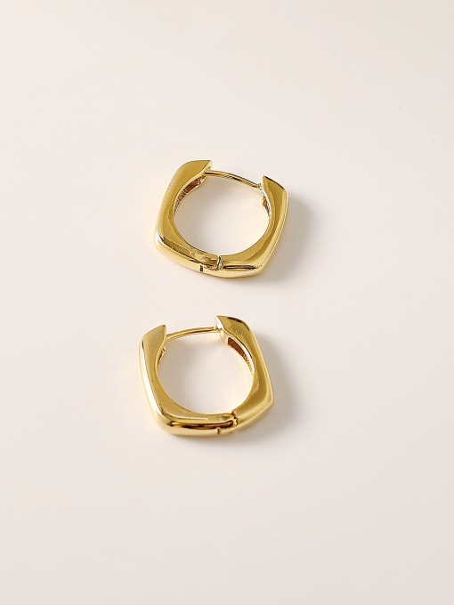 HYACINTH Brass Hollow Geometric Minimalist Huggie Trend Korean Fashion Earring 0