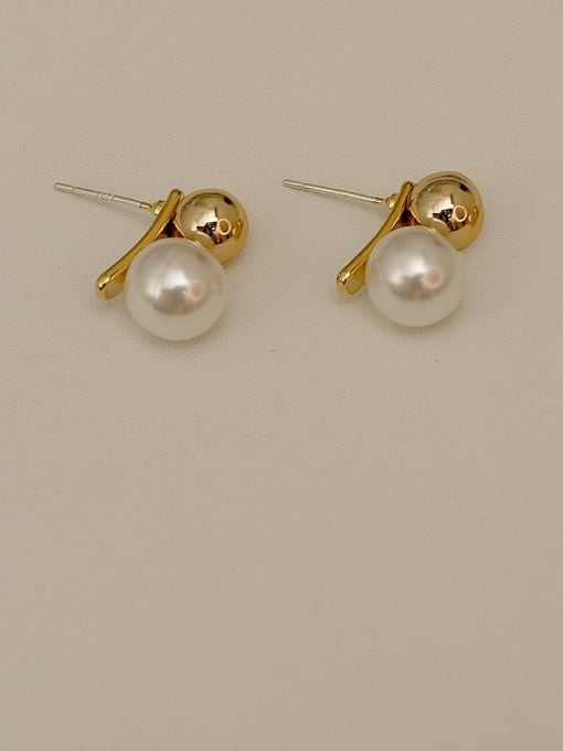 HYACINTH Copper Imitation Pearl Ball Minimalist Stud Trend Korean Fashion Earring 3