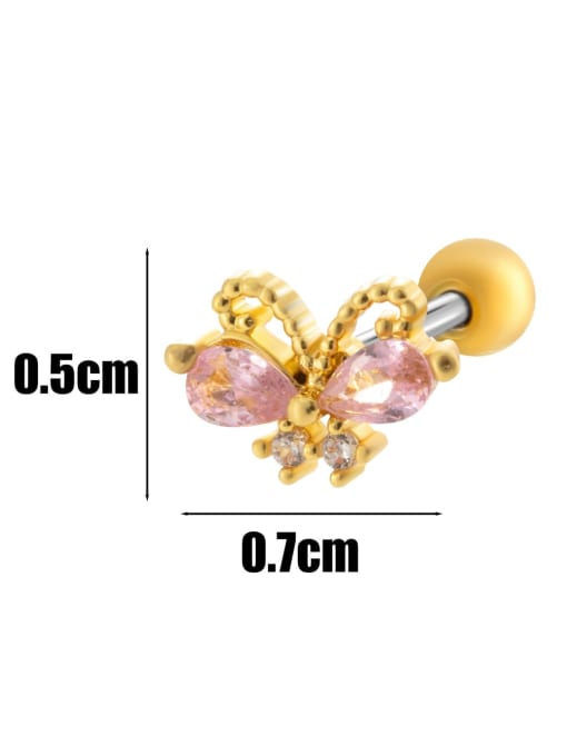 2  # Gold--Single Brass Cubic Zirconia Bowknot Minimalist Single Earring