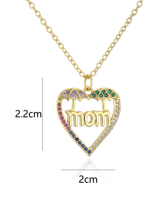 AOG Brass Cubic Zirconia Heart Dainty Letter MOM Pendant Necklace 3