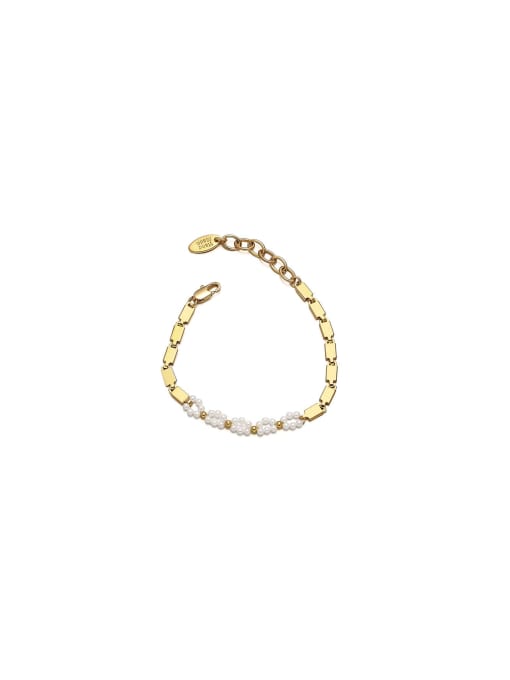 ACCA Brass Imitation Pearl Geometric Dainty Bracelet 0
