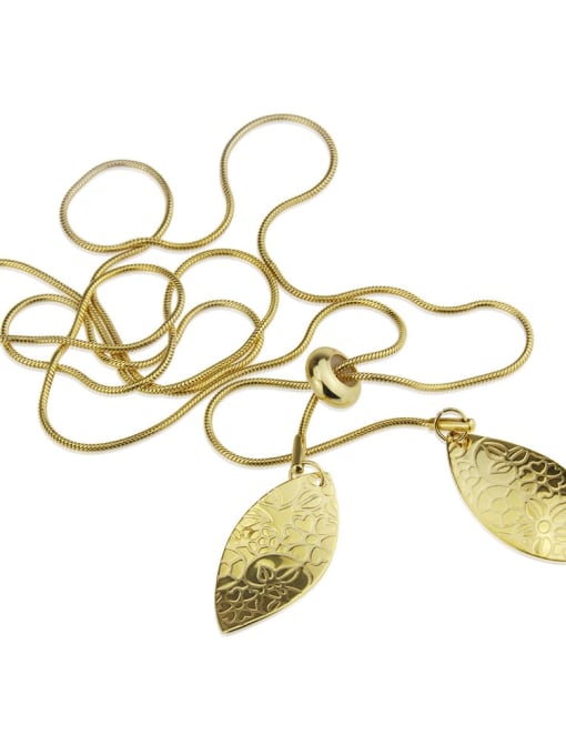 renchi Brass Smooth Leaf Minimalist Pendants  Necklace 2
