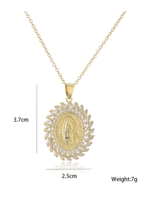 AOG Brass Cubic Zirconia Religious Vintage Geometric Pendnat Necklace 3