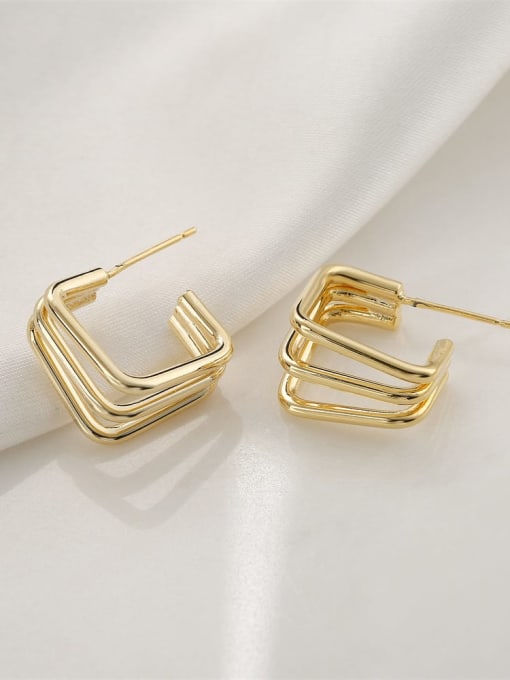 AOG Brass Hollow Geometric Minimalist Stud Earring