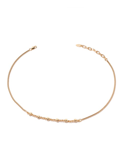 golden Brass Bead Geometric Minimalist Necklace