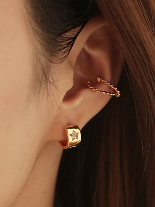 ACCA Brass Cubic Zirconia Star Minimalist Single Earring 1