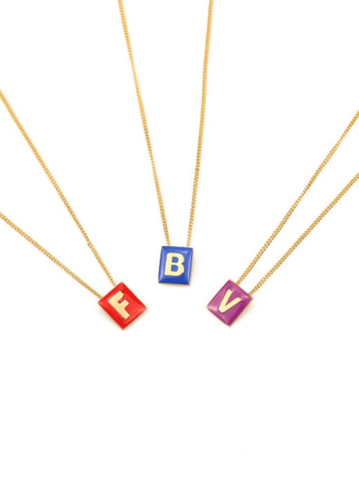 ACCA Brass Enamel  Minimalist 26 English letters pendant Necklace 1