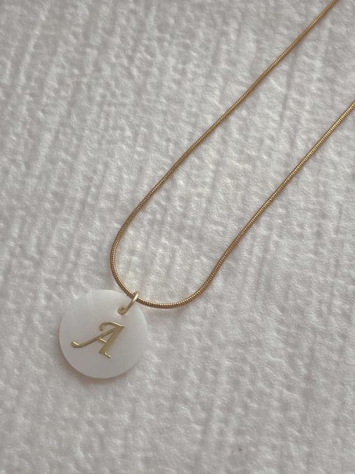 A-letter pendant necklace Stainless steel Shell Letter Minimalist Necklace