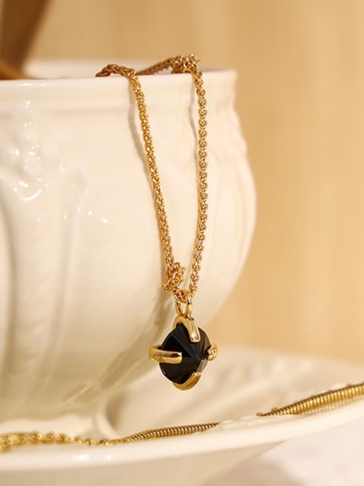 Five Color Brass Natural Stone Irregular Vintage Necklace 1