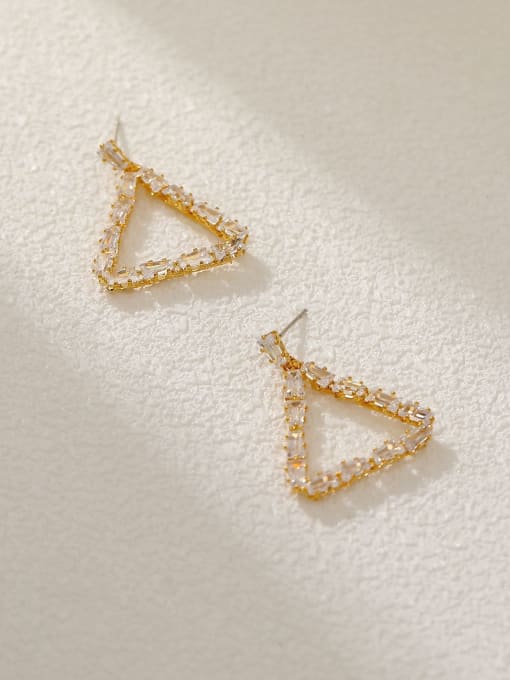 HYACINTH Brass Cubic Zirconia Triangle Vintage Drop Earring 0