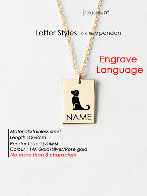 Gold DW 91 Stainless steel  Laser Letter Animal Minimalist Geometry Pendant Necklace