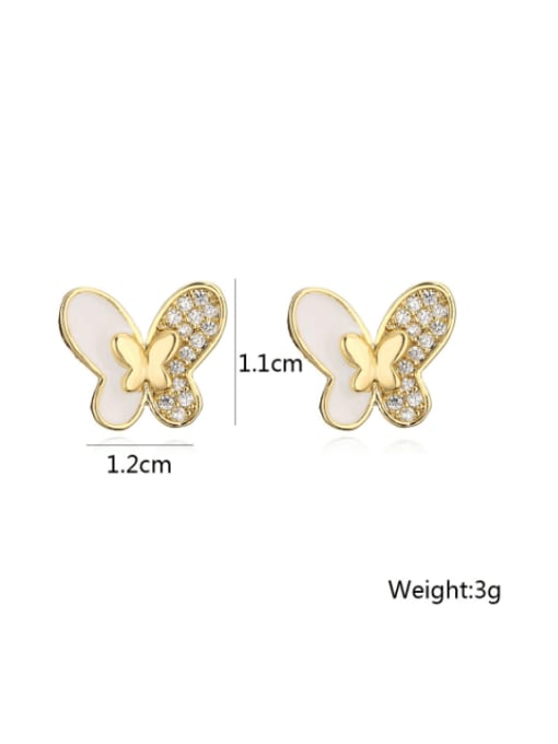 AOG Brass Shell Butterfly Vintage Stud Earring 1